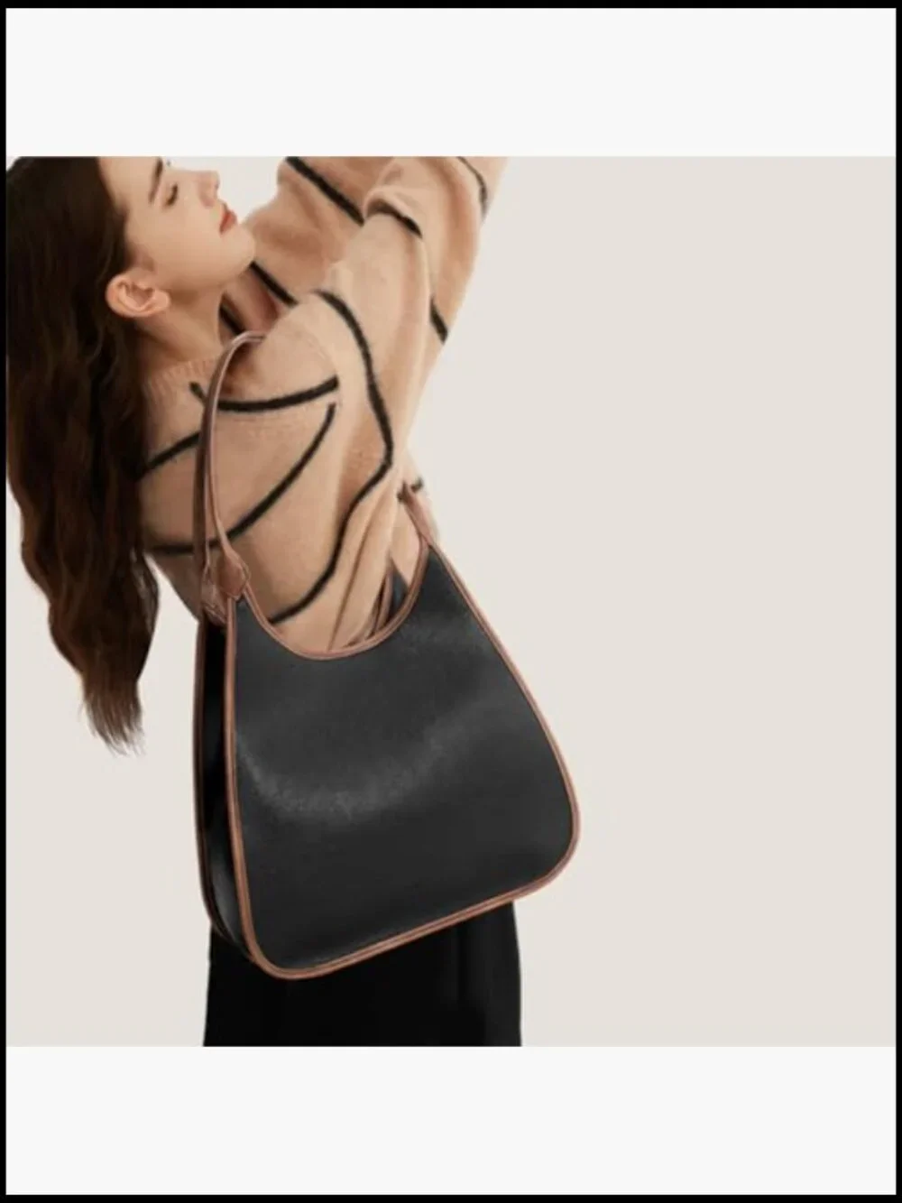 Vegan Leather Hobo Tote Bag Large Work Shoulder Purse with Zipper